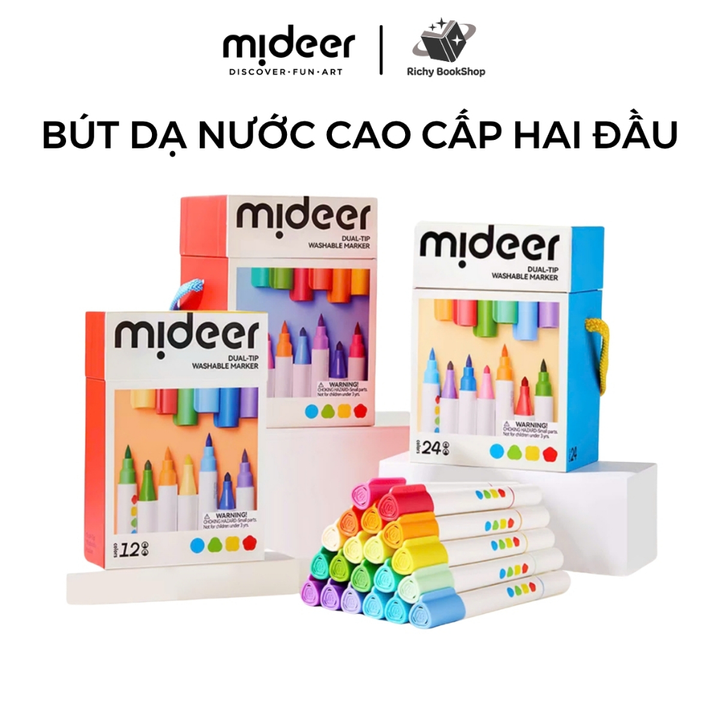 Màu dạ nước dễ lau chùi an toàn cho bé Washable Marker Mideer mẫu mới