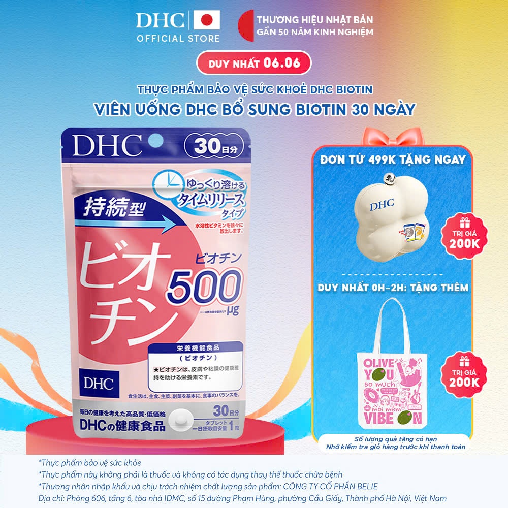 Viên uống DHC Biotin (30 Ngày) - Thực phẩm bảo vệ sức khoẻ DHC Sustained Release Biotin