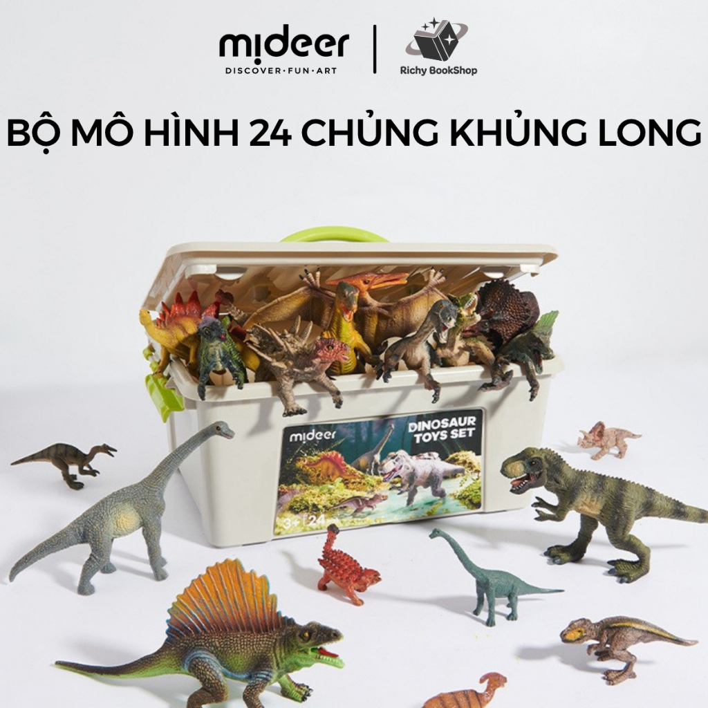 Mô hình khủng long mini cao su mềm Mideer Dinosaur Toys Set jurassic world T-rex spinosaurus