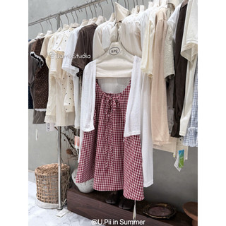 Set 2 Món Cardigang+Váy Áo Hai Dây Có Dây Điều Chỉnh Caro Vintage Hàn Quốc Basic Trẻ Trung QCCCL1 (Ảnh thật)|Dami.Studio