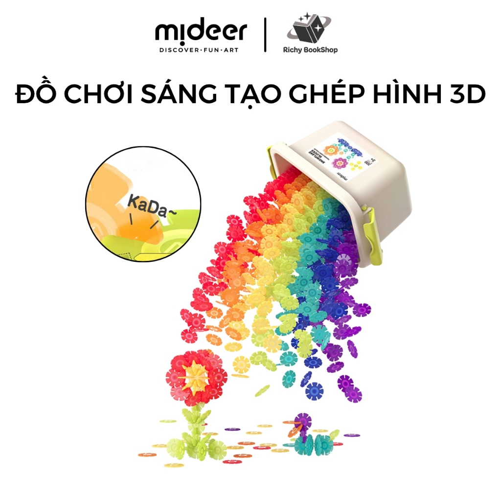 Đồ chơi sáng tạo ghép hình bông tuyết - Mideer Translucent Color Snowflake Blocks