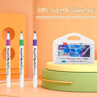 Acrylic Marker Set Cho Bé Màu Dụng Cụ Học Tập, Vẽ Được Trên Nhiều Chất Liệu, Mực Không Lem, Đầu Tròn 12/24/36/48/60 Màu