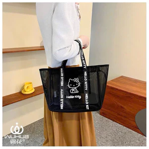 Túi Lưới Trong Suốt Hoạt Hình Dễ Thương Size Lớn Đựng Đồ Đi Biển, Đi Học, Đi Chơi