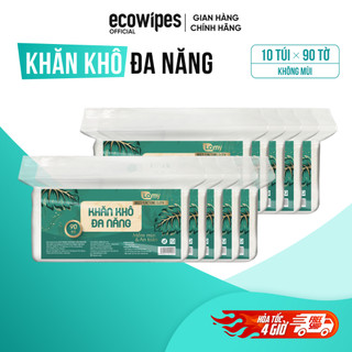 Thùng 10 gói khăn khô đa năng Lamy 90 tờ không mùi an toàn cho da