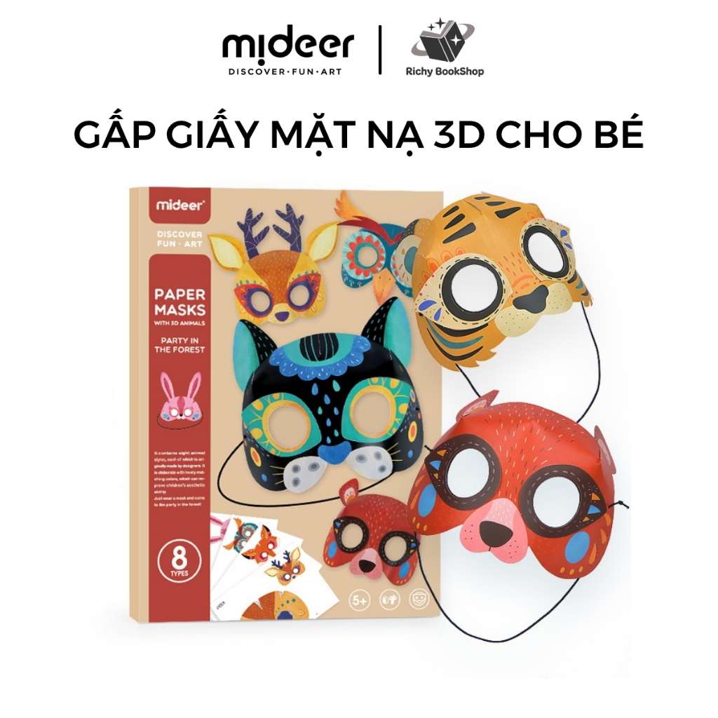 Đồ Chơi Stem Mặt Nạ Giấy Hình Động Vật Mideer 3D Animal Paper Masks Mideer