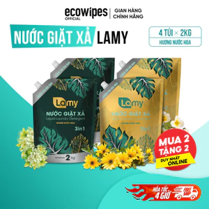 Combo 02 Túi Nước Giặt Xả Lamy Túi 2KG Hương Nước Hoa Thơm Lâu 48H 3IN1 (4 TÚI)