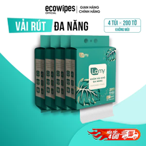 TẶNG MÓC TREO_Thùng 02 và 04 túi khăn vải rút khô đa năng Lamy túi 200 tờ không mùi