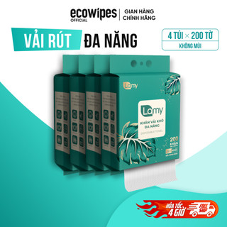 TẶNG MÓC TREO_Thùng 02 và 04 túi khăn vải rút khô đa năng Lamy túi 200 tờ không mùi