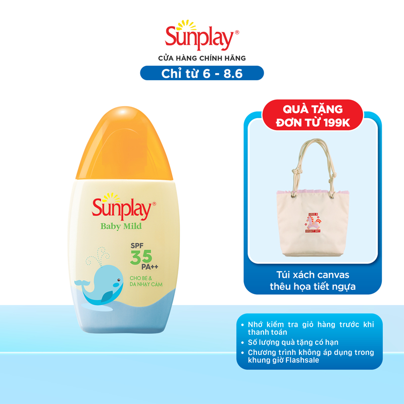 Kem chống nắng Sunplay cho bé từ 6 tháng tuổi và da nhạy cảm, dạng sữa Sunplay Baby Mild SPF 35, PA++ 30g