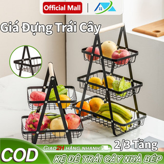 Kệ Đựng Trái Cây 3 Tầng Để Bàn, Kệ Nhà Bếp Thép Carbon Sơn Tĩnh Điện, Chân Đế Vững Chắc, Chống Gỉ