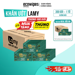 MUA 1 TẶNG 1_Thùng 300 + 300 tờ khăn lạnh cao cấp khổ lớn Lamy gói 1 tờ hương tự nhiên