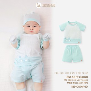 M&B (0-24M) Bộ quần áo cộc tay cài vai Viscose co giãn 4 chiều mềm mịn, thoáng mát cho bé sơ sinh.