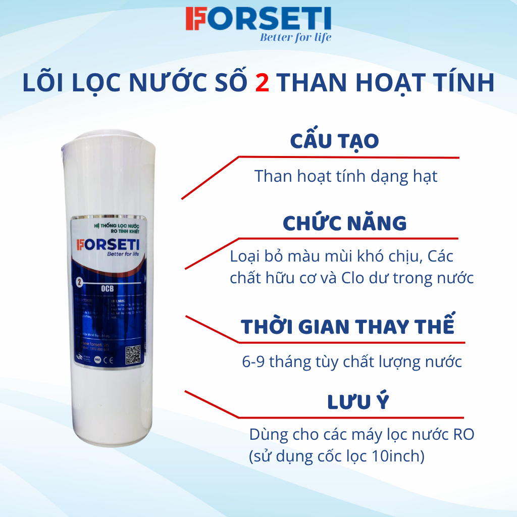 Bộ 3 Cốc Lọc 10 inch Đầu Nguồn Cho Nước Sinh Hoạt Lắp Sẵn Ren 21 Forseti