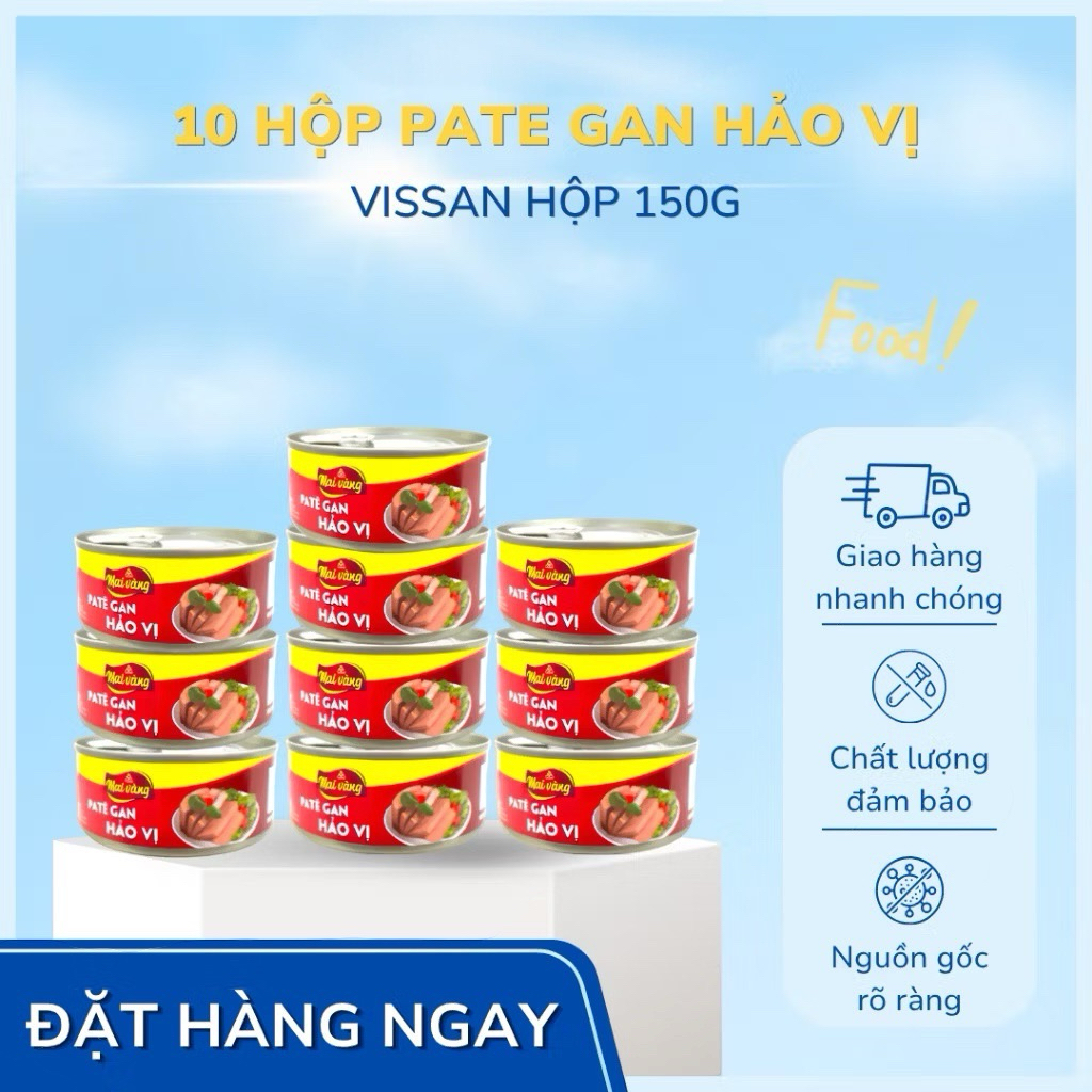 Vissan Combo 10 hộp Pate Gan Hảo Vị 150g Chính Hãng Date 2029