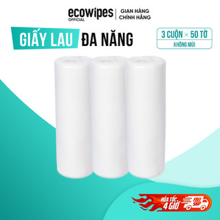 Cuộn 50 tờ khăn vải khô lau bếp lau chén dĩa đa năng EcoWipes size 18x20cm mềm dai thấm hút tốt