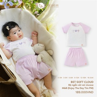 M&B (0-24M) Bộ quần áo cộc tay cài vai Viscose co giãn 4 chiều mềm mịn, thoáng mát cho bé sơ sinh.