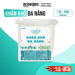Khăn vải khô đa năng cao cấp Ecobi túi 600gram ~ 500 tờ không mùi
