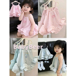 {chính phẩm_BabyBeer} VÁY CARO BABYDOLL 2 DÂY CHO BÉ (ảnh thật)