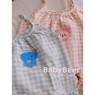 {chính phẩm_BabyBeer} VÁY CARO BABYDOLL 2 DÂY CHO BÉ (ảnh thật)