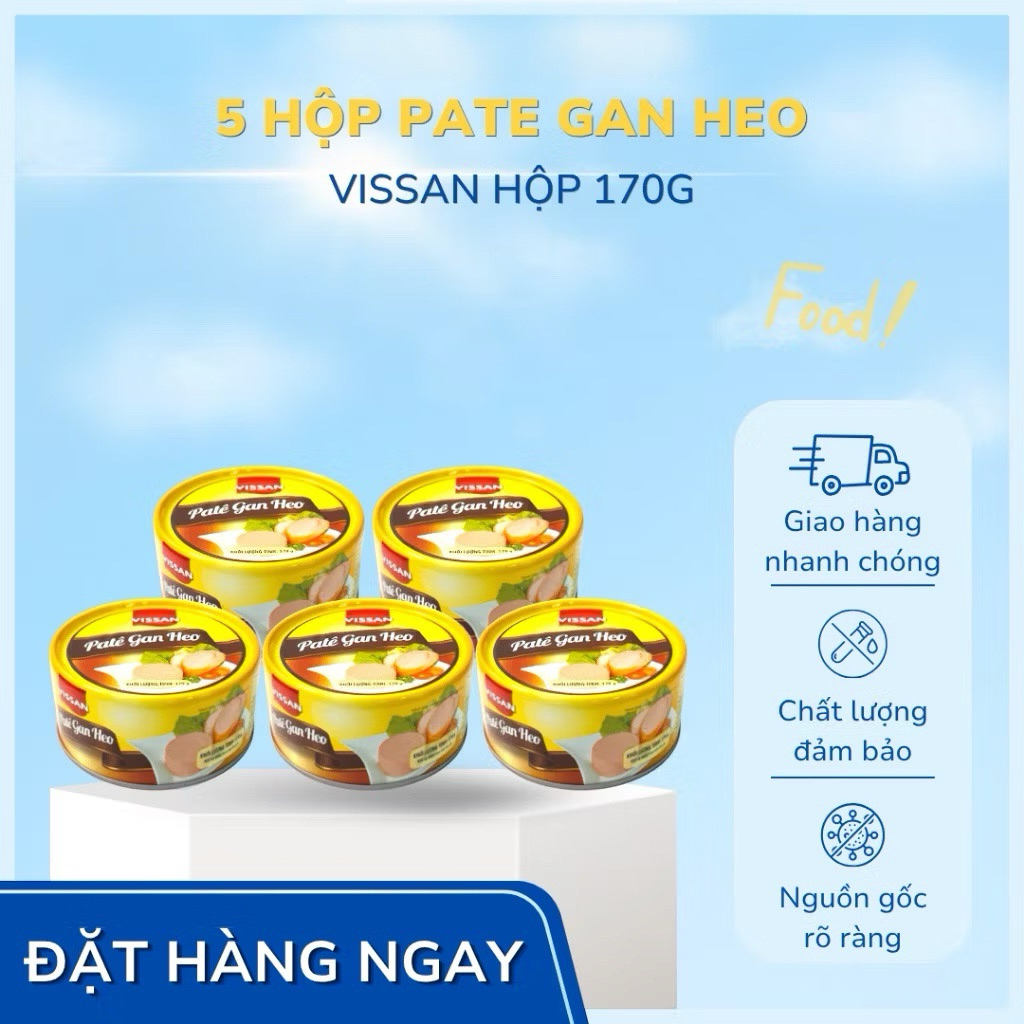 Vissan Combo 5 hộp Pate Gan Lonin 170g Chính Hãng Date 2029