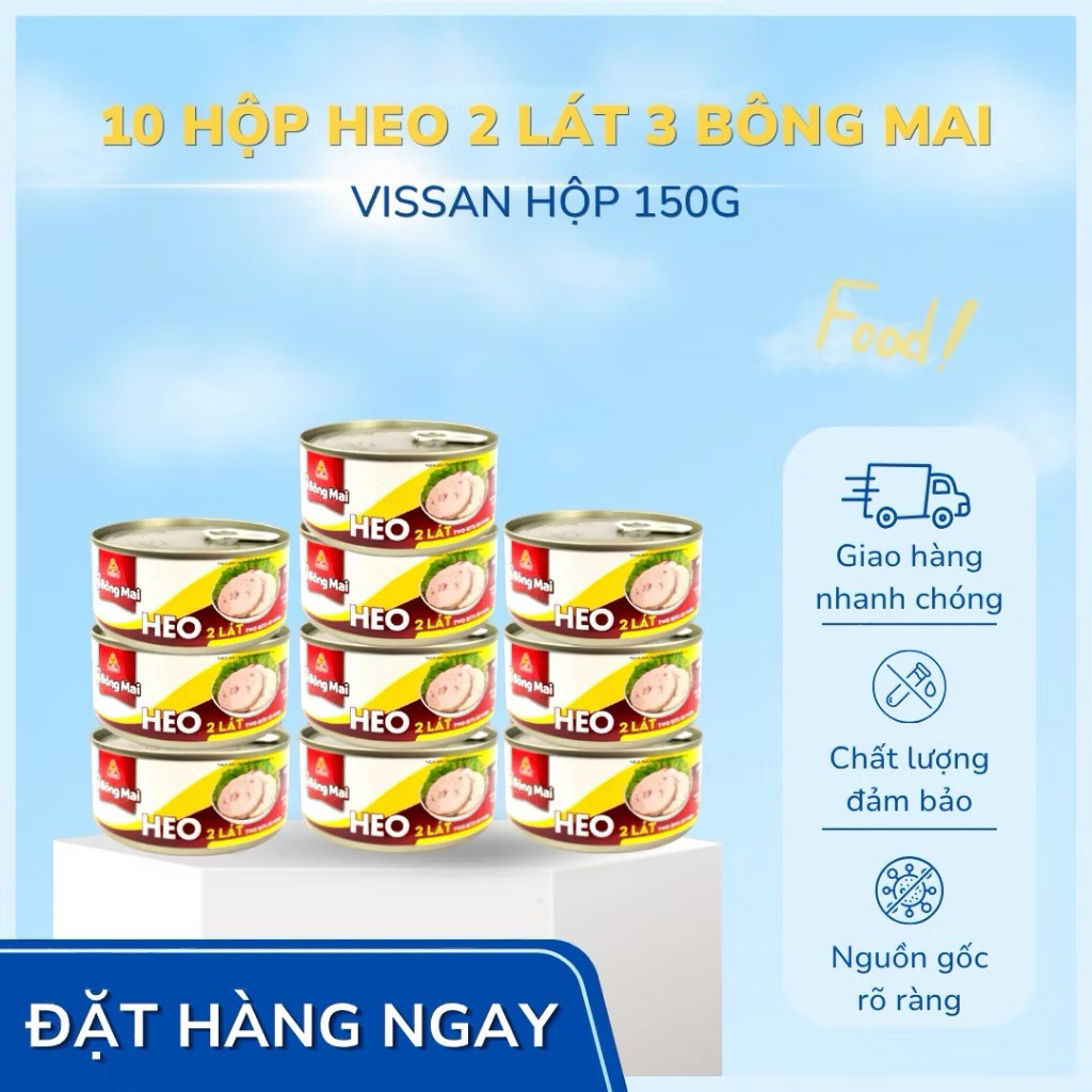 Vissan Combo 10 hộp Heo 2 Lát 3 Bông Mai 150g Chính Hãng Date 2029