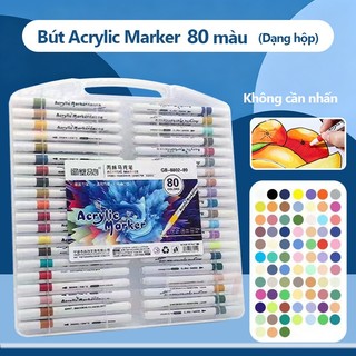 Acrylic Marker Set Dụng Cụ Học Tập Màu Cho Bé, Mực Không Thấm Qua Mặt Sau, Đầu Tròn Tô Đều, 12/24/36/48/60 Màu Tươi Sáng