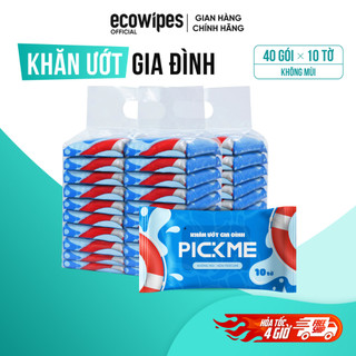 Thùng 40 gói khăn ướt  PickMe gói 10 tờ không mùi