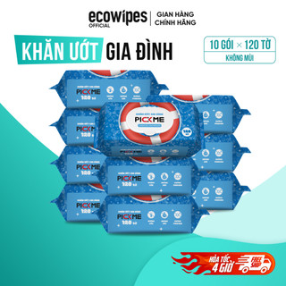 Thùng 10 gói khăn ướt gia đình PickMe 120 tờ không mùi