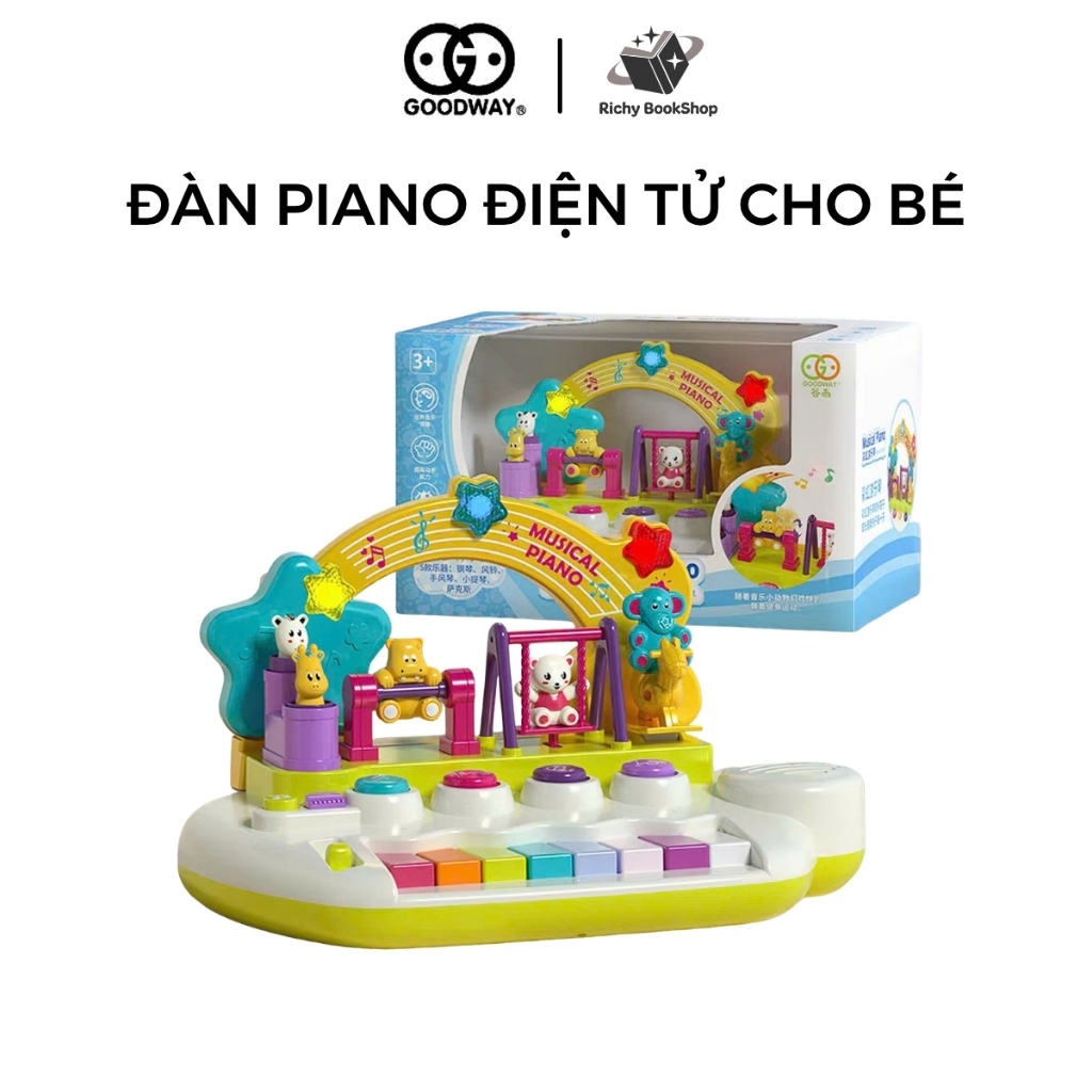 Đồ chơi âm nhạc cho bé kèm đàn piano điện tử có hiệu ứng động vật nhảy múa Goodway Musical Piano