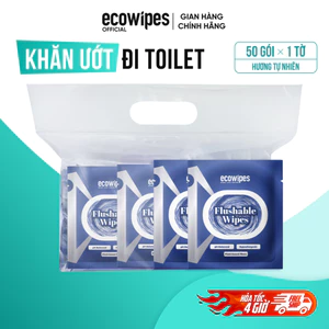 Túi 50 gói Khăn ướt đi toilet có thể xả trong bồn cầu Flushable EcoWipes gói 1 tờ hương tự nhiên
