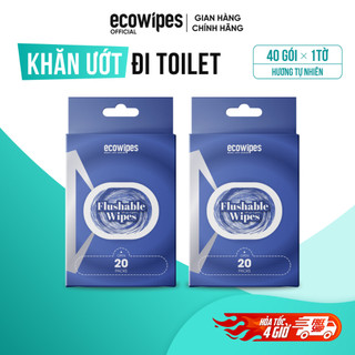Combo 02 hộp 40 gói khăn ướt đi toilet có thể xả trong bồn cầu Flushable EcoWipes gói 1 tờ
