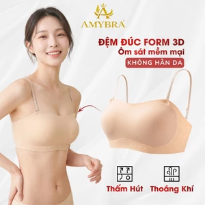 Áo Ngực Nữ Không Gọng Kèm Dây Vai Trong Suốt, Áo Lót Su Mút 0.5cm Mềm Mịn A979