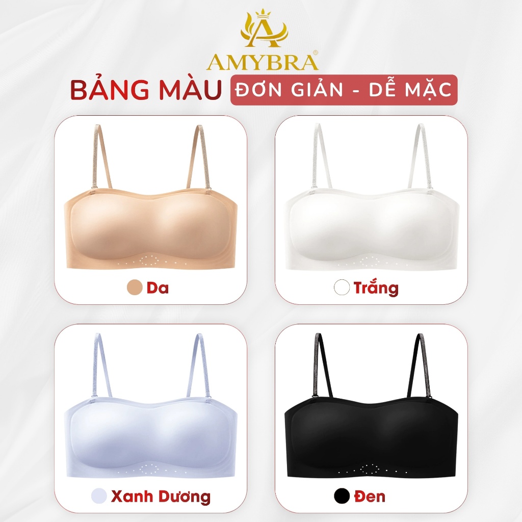 [ HOTTREND - AMYBRA ] Áo Ngực Nữ Không Gọng Kèm Dây Vai Trong Suốt, Áo Lót Su Mút 0.5cm Mềm Mịn A979