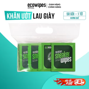Túi 50 gói Khăn ướt lau giày thể thao cấp tốc Sneaker EcoWipes gói 1 tờ hương quế khử mùi