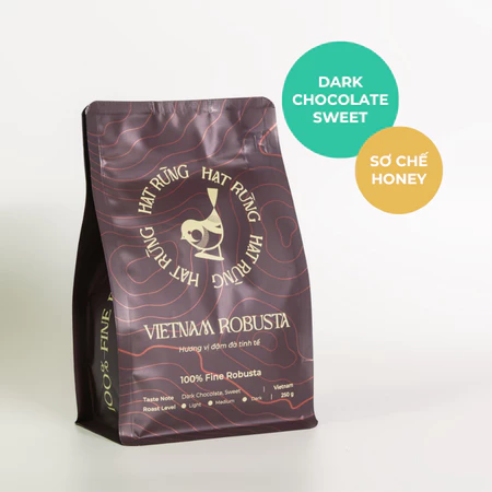Cà phê Robusta rang mộc, 100% Robusta Honey - VIETNAM ROBUSTA, rang vừa (espresso, phin, moka pot) -Gói 250G