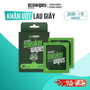 Hộp 20 gói Khăn ướt lau giày thể thao cấp tốc Sneaker EcoWipes gói 1 tờ hương quế khử mùi