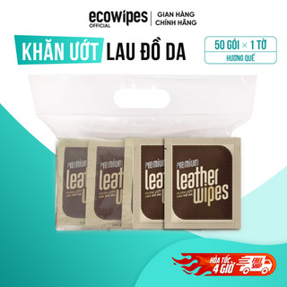 Túi 50 gói khăn ướt lau giày da túi da ví da siêu tốc Leather EcoWipes gói 1 tờ hương quế