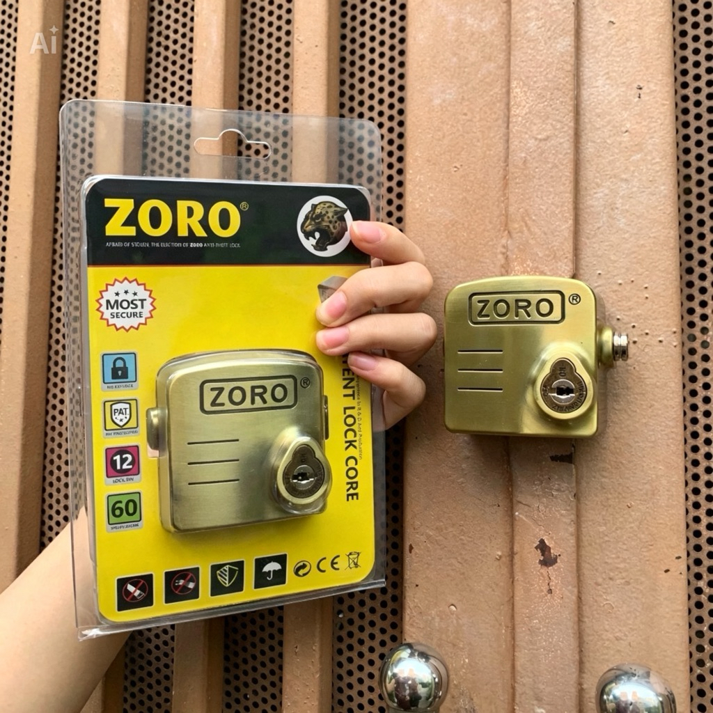 Ổ khóa chụp báo động chống trộm ZORO chìa dẹp xe hơi- chống cắt toàn diện,bảo vệ khoen cửa - âm thanh hú to rõ