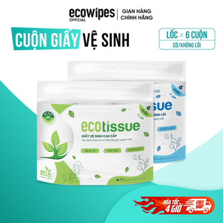 Giấy vệ sinh giấy cuộn cao cấp EcoWipes dày 3 lớp có lõi/không lõi mềm mịn dai thấm hút tốt