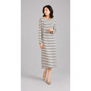 [HOẢ TỐC] Đầm Nữ Kẻ Ngang Dáng Suông Dài Tay Phong Cách Hàn Quốc | Minimal Dress 03