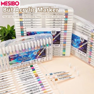 Acrylic Marker Màu Dụng Cụ Học Tập Cho Bé Set, Mực Không Thấm, Đầu Tròn Vẽ Đều, 12-60 Màu Cao Cấp Tươi Sáng