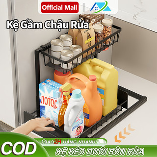 Kệ Kéo Trượt 2 Tầng Thép Carbon, Ray Bi Trượt Êm, Sức Chứa Lớn, Chịu Lực Tốt, Tiết Kiệm Không Gian