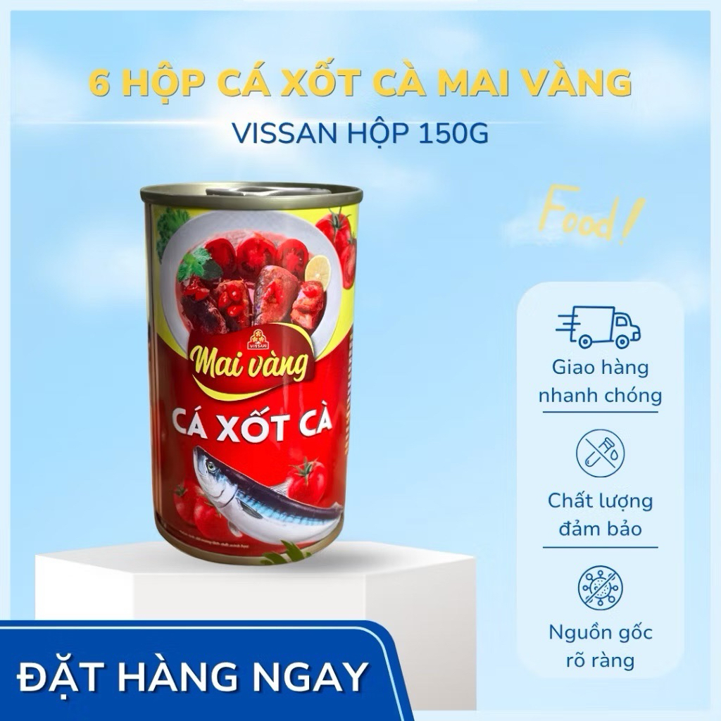 Vissan Combo 6 hộp Cá Xốt Cà Mai vàng 150g Chính Hãng, Date Mới