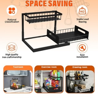 Kệ Kéo Trượt 2 Tầng Thép Carbon, Ray Bi Trượt Êm, Sức Chứa Lớn, Chịu Lực Tốt, Tiết Kiệm Không Gian