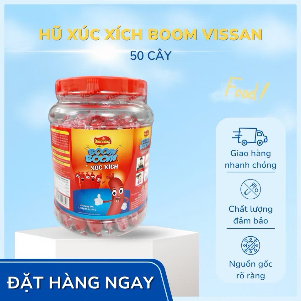 1 Hũ xúc xích boom vissan 50 cây hũ date mới