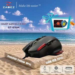 Chuột Gaming Có Dây ZADEZ GT-616M - 7.200 DPI Max, Cảm Biến PixArt PMW3330, IPS 150 inch/sec