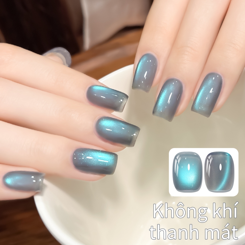 XEIJAYI 10ml - Sơn móng tay dạng gel mắt mèo màu xanh băng giá, độ bóng lâu trôi, thích hợp cho việc tự làm móng.