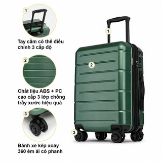 WEPLUS Vali Kéo Du Lịch Size 20 Có Ngăn Để Cốc Nhựa PC Chắc Chắn Chống Va Đập WPL121