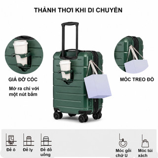 WEPLUS Vali Kéo Du Lịch Size 20 Có Ngăn Để Cốc Nhựa PC Chắc Chắn Chống Va Đập WPL121