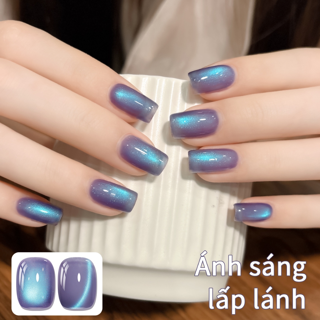 XEIJAYI 10ml - Sơn móng tay dạng gel màu xanh tím mộng mơ hiệu ứng mắt mèo, thích hợp cho các tiệm làm móng.